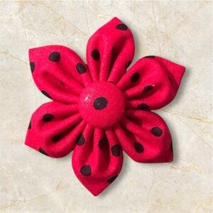 Red Polka Dot Fabric Flower Accessory
